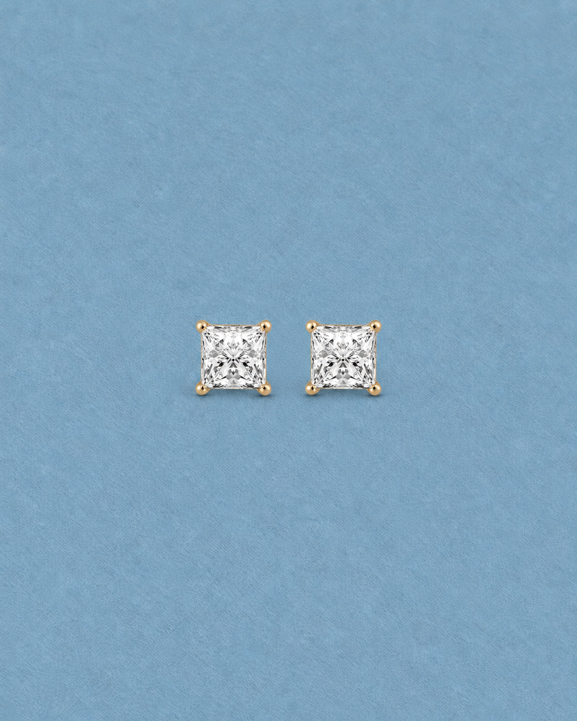 Princess Stud Earrings in Yellow Gold