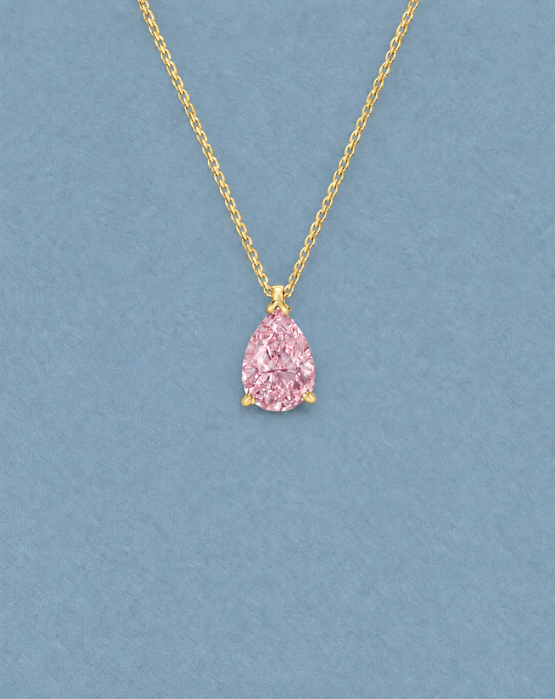 Pink Diamond Pear Pendant in Yellow Gold