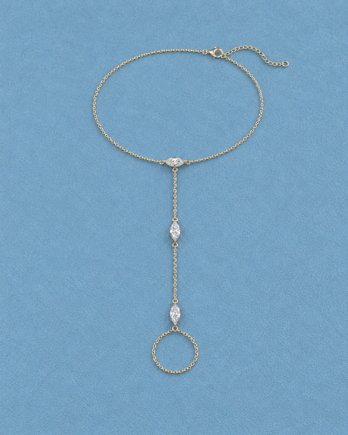 Marquise Hand Chain in Yellow Gold