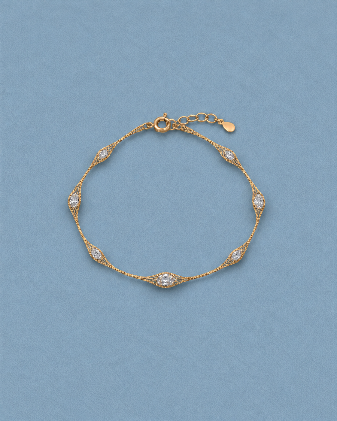 Italian Net Diamond Bracelet in Yellow Gold