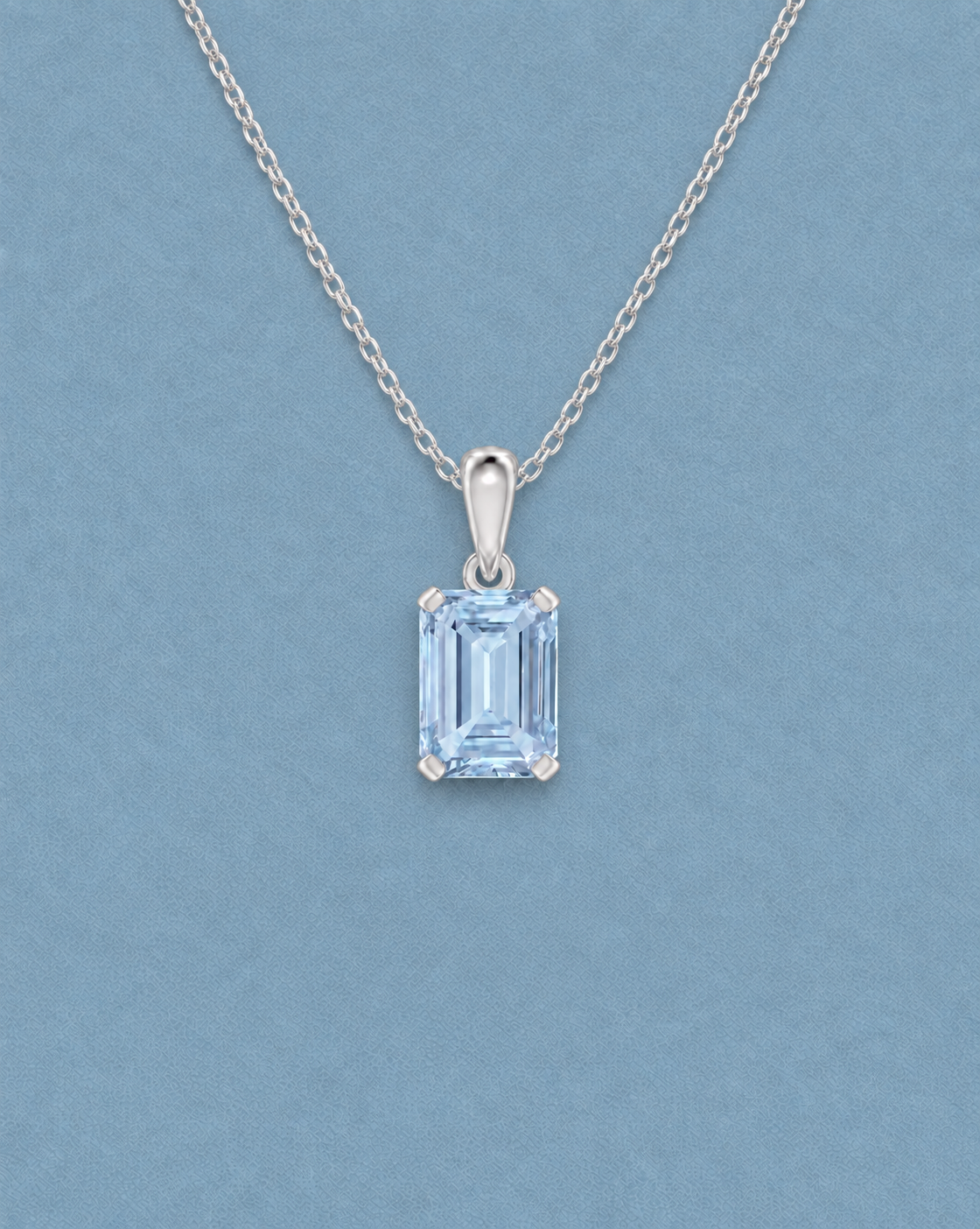 Blue Diamond Emerald Pendant in Platinum