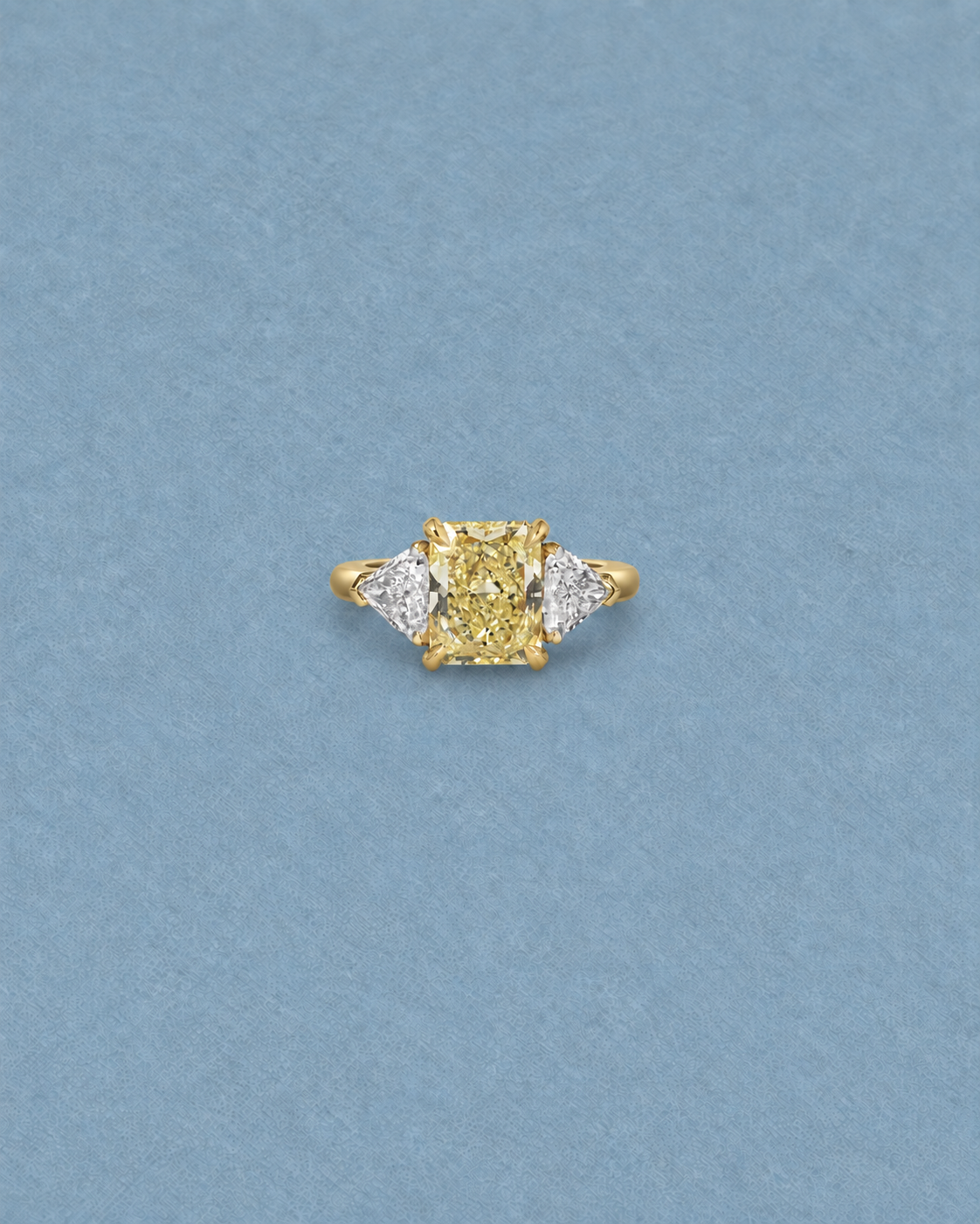 Yellow Cushion Trilogy Ring in Yellow Gold