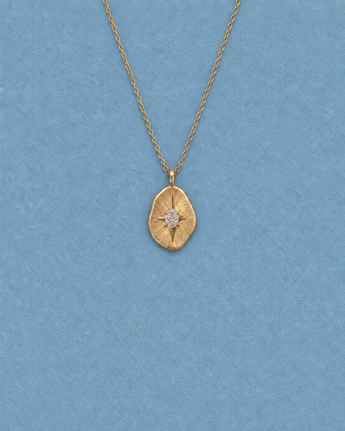 Brushed Pendant Necklace in Yellow Gold